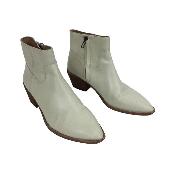 Madewell Charley Leather Ankle Booties Boot western white K5308 sz 5.5 - Picture 1 of 12